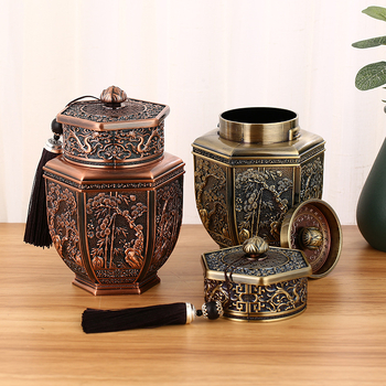 Didelė emalio arbatos skardinė, arbatos skardinė, namų apyvokos reikmenų parduotuvė, metalinė arbatos skardinė, 0,5 kg arbatos dėžutė, sandari arbatos skardinė