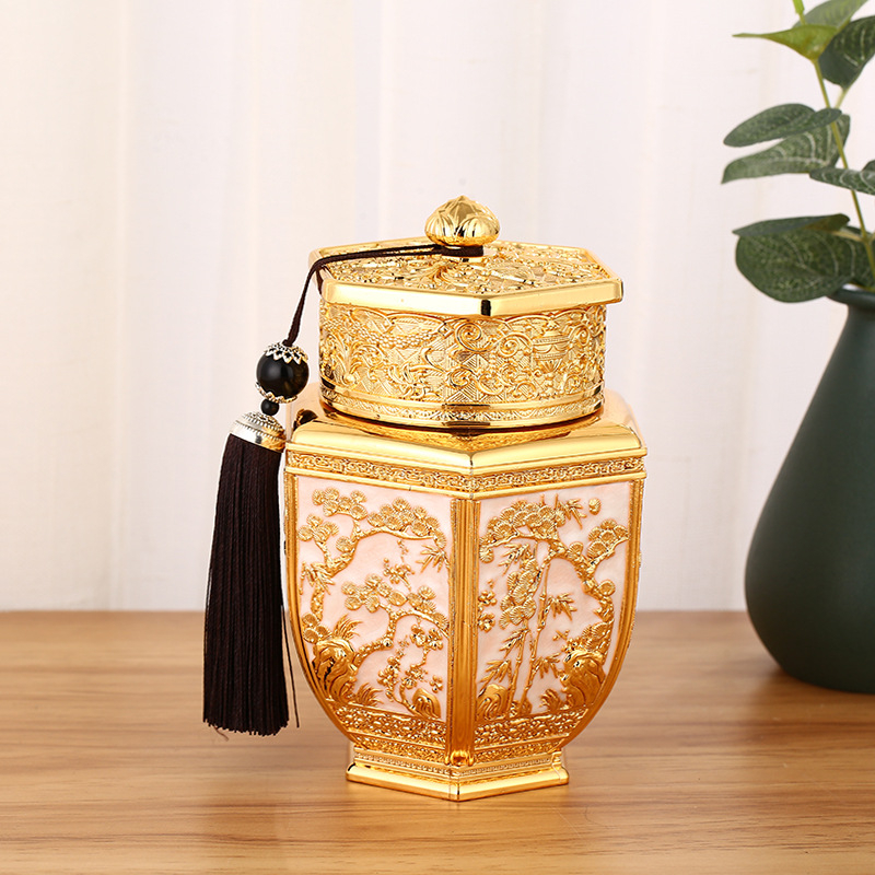 Didelė emalio arbatos skardinė, arbatos skardinė, namų apyvokos reikmenų parduotuvė, metalinė arbatos skardinė, 0,5 kg arbatos dėžutė, sandari arbatos skardinė