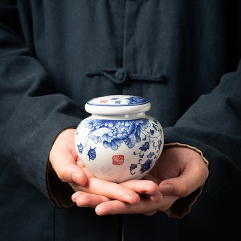 Keramikas maza izmēra tējas burciņa, noslēgta burciņa, mājsaimniecības tējas iepakojuma kaste, celadon tējas burciņas uzglabāšanas burciņa, vispārīga burciņa ar vāku