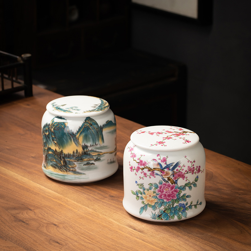 Keramikas maza izmēra tējas burciņa, noslēgta burciņa, mājsaimniecības tējas iepakojuma kaste, celadon tējas burciņas uzglabāšanas burciņa, vispārīga burciņa ar vāku