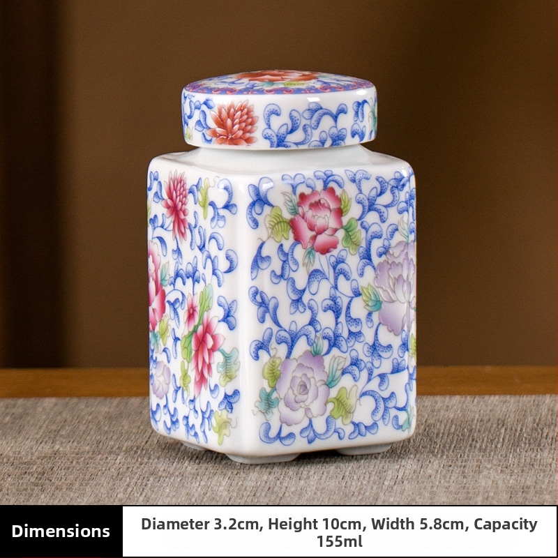 Keramikas maza izmēra tējas burciņa, noslēgta burciņa, mājsaimniecības tējas iepakojuma kaste, celadon tējas burciņas uzglabāšanas burciņa, vispārīga burciņa ar vāku