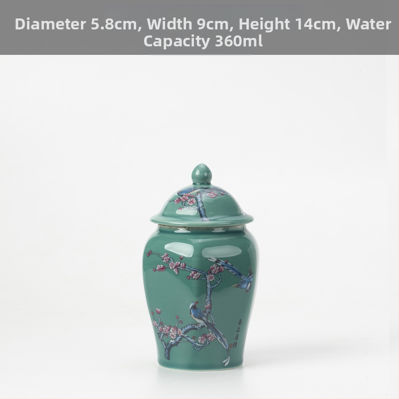 Keramikas maza izmēra tējas burciņa, noslēgta burciņa, mājsaimniecības tējas iepakojuma kaste, celadon tējas burciņas uzglabāšanas burciņa, vispārīga burciņa ar vāku