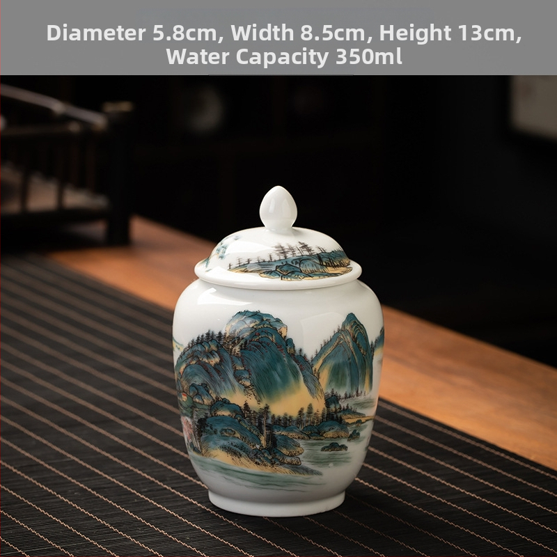 Keramikas maza izmēra tējas burciņa, noslēgta burciņa, mājsaimniecības tējas iepakojuma kaste, celadon tējas burciņas uzglabāšanas burciņa, vispārīga burciņa ar vāku