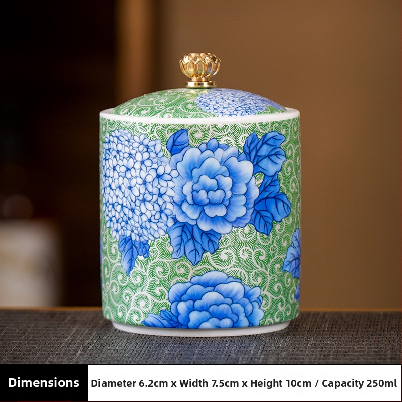 Keramikas maza izmēra tējas burciņa, noslēgta burciņa, mājsaimniecības tējas iepakojuma kaste, celadon tējas burciņas uzglabāšanas burciņa, vispārīga burciņa ar vāku