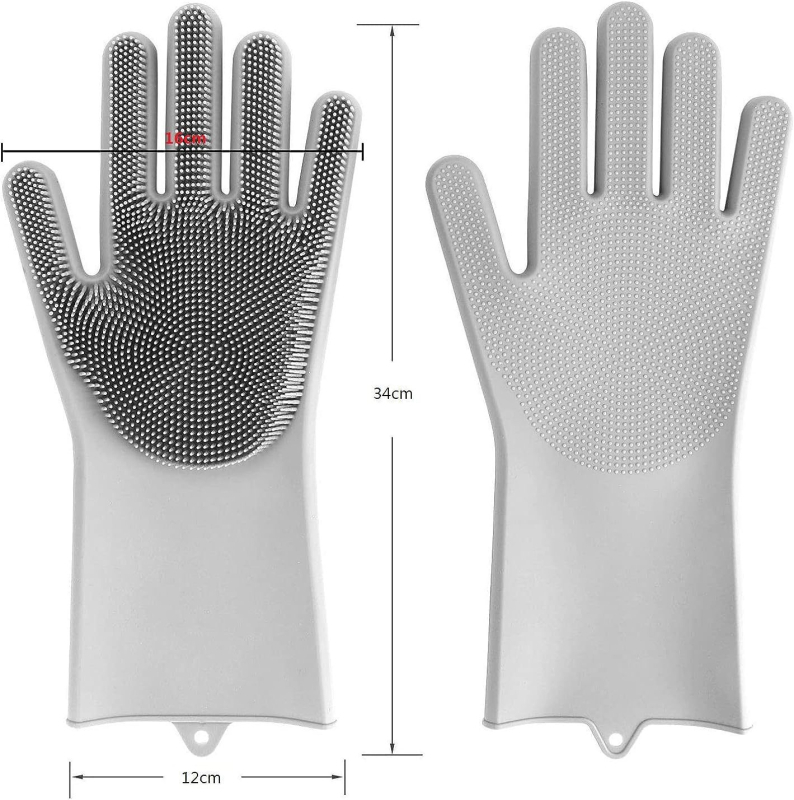 Gamyklos sandėlyje esančios silikoninės indų plovimo pirštinės Buitinės virtuvės valymo pirštinės Maistinės kokybės daugiafunkcinės stebuklingos pirštinės Didmeninė prekyba