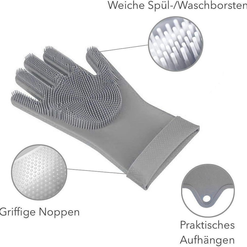 Gamyklos sandėlyje esančios silikoninės indų plovimo pirštinės Buitinės virtuvės valymo pirštinės Maistinės kokybės daugiafunkcinės stebuklingos pirštinės Didmeninė prekyba