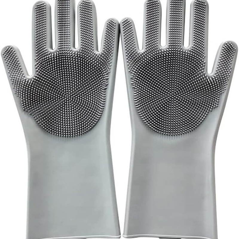 Gamyklos sandėlyje esančios silikoninės indų plovimo pirštinės Buitinės virtuvės valymo pirštinės Maistinės kokybės daugiafunkcinės stebuklingos pirštinės Didmeninė prekyba