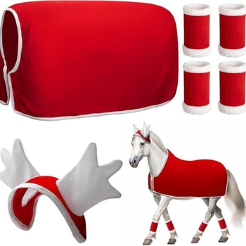 Коледна празнична конска шапка, червени конски крака, конско наметало, удебелена трансгранична коледна шапка, декоративна шапка с глава с цвете