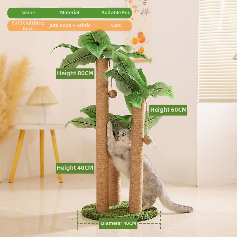 Természetes szizál függőleges kókuszlé kókuszfa mászóka állvány macska mászóka állvány macska kapaszkodó oszlop macska ugró platform macskafa macskajáték kisállat-kellékek