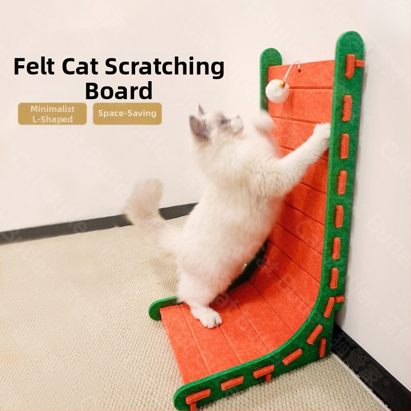 L-típusú függőleges macskakaparódeszka filc macskafészek integrált kopásálló, morzsamentes macskakarom-csiszolásos műtárgy extra nagy macskakaromdeszka