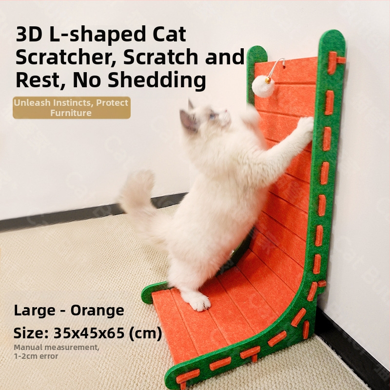 L-típusú függőleges macskakaparódeszka filc macskafészek integrált kopásálló, morzsamentes macskakarom-csiszolásos műtárgy extra nagy macskakaromdeszka