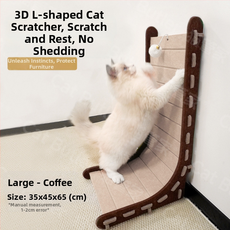L-típusú függőleges macskakaparódeszka filc macskafészek integrált kopásálló, morzsamentes macskakarom-csiszolásos műtárgy extra nagy macskakaromdeszka
