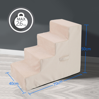 Σκαλοπάτια για σκύλους, σκαλοπάτια σκύλου τεσσάρων σκαλοπατιών για ψηλό κρεβάτι και καναπέ, σκάλα κατοικίδιων ζώων από αφρό υψηλής πυκνότητας 4 σκαλοπατιών