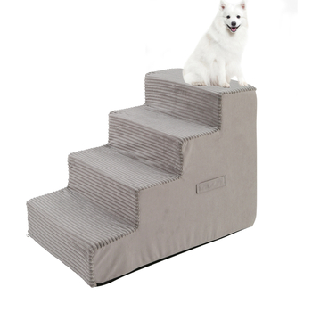 Σκαλοπάτια για σκύλους, σκαλοπάτια σκύλου τεσσάρων σκαλοπατιών για ψηλό κρεβάτι και καναπέ, σκάλα κατοικίδιων ζώων από αφρό υψηλής πυκνότητας 4 σκαλοπατιών