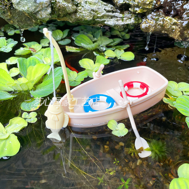 Микро пейзажни DIY орнаменти мини симулационна лодка пръстен за плуване рибарска лодка аквариум плаващ модел озеленяване играчка