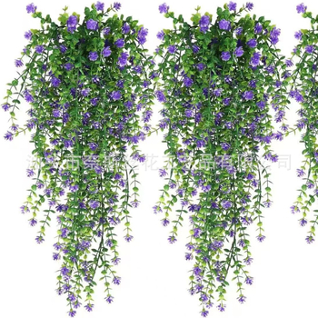 Tarpvalstybinė žalių augalų sieninė dekoracija, eukalipto, kamelijos, vynmedžio, eukalipto lapo, rotango, kabanti gėlių dekoracija