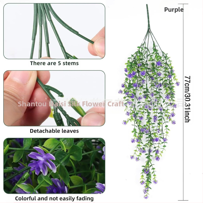 Tarpvalstybinė žalių augalų sieninė dekoracija, eukalipto, kamelijos, vynmedžio, eukalipto lapo, rotango, kabanti gėlių dekoracija