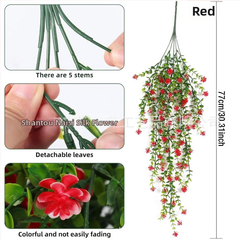 Tarpvalstybinė žalių augalų sieninė dekoracija, eukalipto, kamelijos, vynmedžio, eukalipto lapo, rotango, kabanti gėlių dekoracija