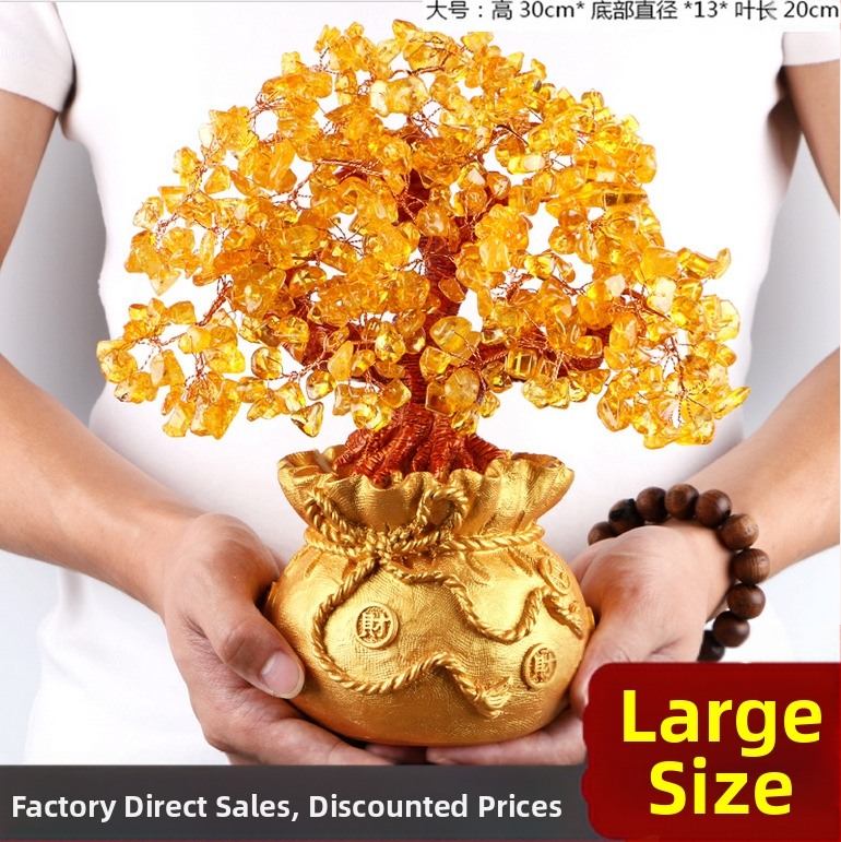 Директно от фабриката на едро на едро с естествен кристал дърво за късмет торбичка с пари дърво за късмет бизнес занаятчийски подаръчни орнаменти