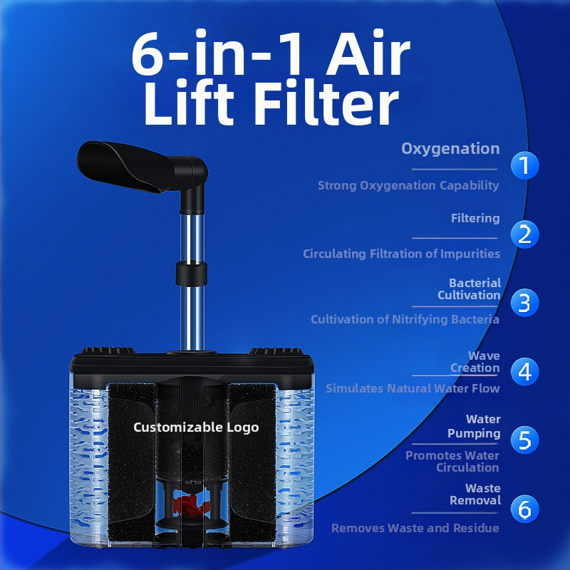 Ūdens Goblin zivju tvertnes filtrs seši vienā pretgaisa pacelšanas filtrs iesūkšanas tualetes skābekļa palielinošs filtrs viļņus radošas baktērijas