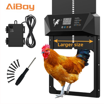 Liela izmēra pārrobežu intelektuālas elektriskās vistu mājas durvis, gaismjutīgas, pret saspiešanu, ūdensizturīgas, sausas baterijas, daudzfunkcionālas dzīvnieku mājputnu durvis