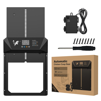Liela izmēra pārrobežu intelektuālas elektriskās vistu mājas durvis, gaismjutīgas, pret saspiešanu, ūdensizturīgas, sausas baterijas, daudzfunkcionālas dzīvnieku mājputnu durvis
