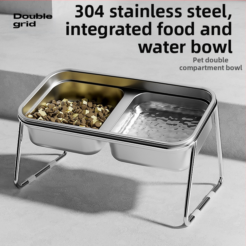 Zdjela za mačke, posuda za mačju hranu, dvostruka zdjela od nehrđajućeg čelika, zdjela za kućne ljubimce s nedetonatorskom zaštitom, zdjela za mačju hranu, zdjela za piće, zdjela za hranu, zdjela za pse