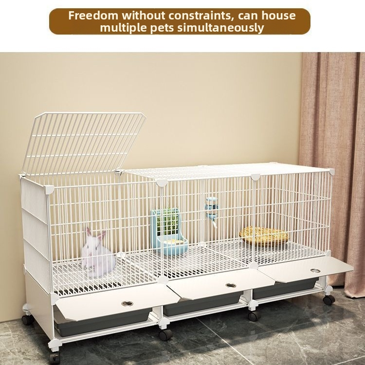 Клетка за зайци Домакинска Голяма Вътрешна Тава за Зайци Морско Свинче Клетка за Морско Свинче Домашни Любимци Заешко Гнездо За Заешко Клетка Двоен Слой Анти-Джейлбрейк