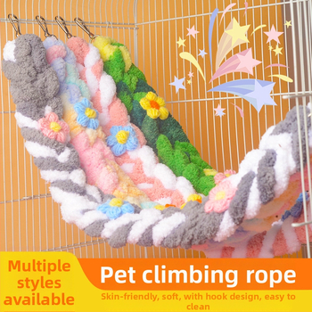 Coardă de alpinism cu sac de miere, leagăn drăguț, scară de alpinism, papagal, jucării pentru păsări, consumabile, frânghie de bumbac colorată, decor de hamster drăguț