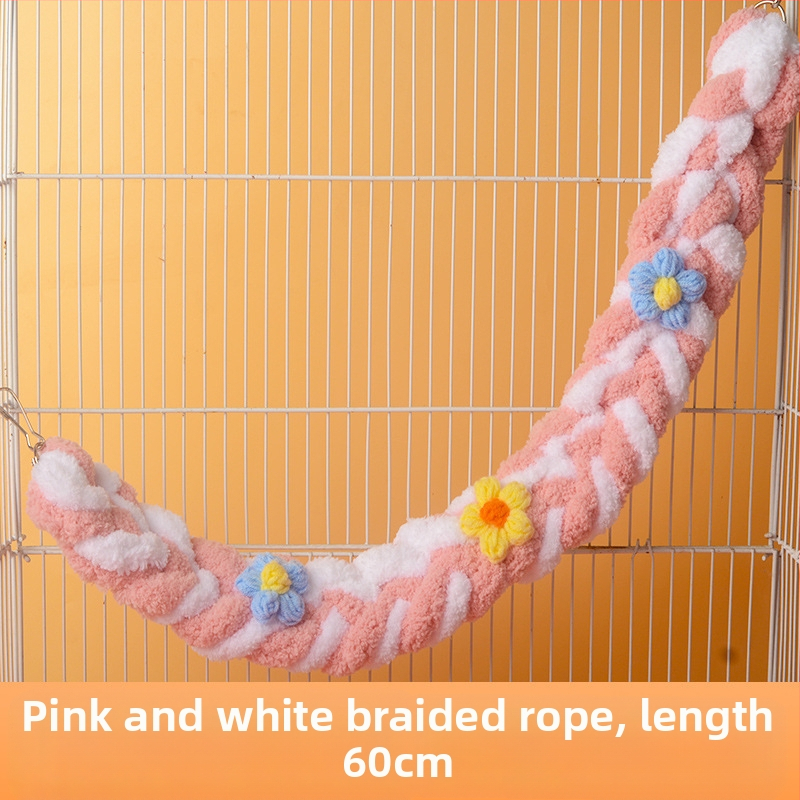 Coardă de alpinism cu sac de miere, leagăn drăguț, scară de alpinism, papagal, jucării pentru păsări, consumabile, frânghie de bumbac colorată, decor de hamster drăguț