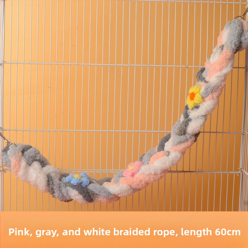 Coardă de alpinism cu sac de miere, leagăn drăguț, scară de alpinism, papagal, jucării pentru păsări, consumabile, frânghie de bumbac colorată, decor de hamster drăguț