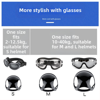 Нова каска за домашни любимци, пропускащи уши, куче, котка, кола, ветроустойчиви очила, мотоциклет, мотоциклет, голяма каска за кучета