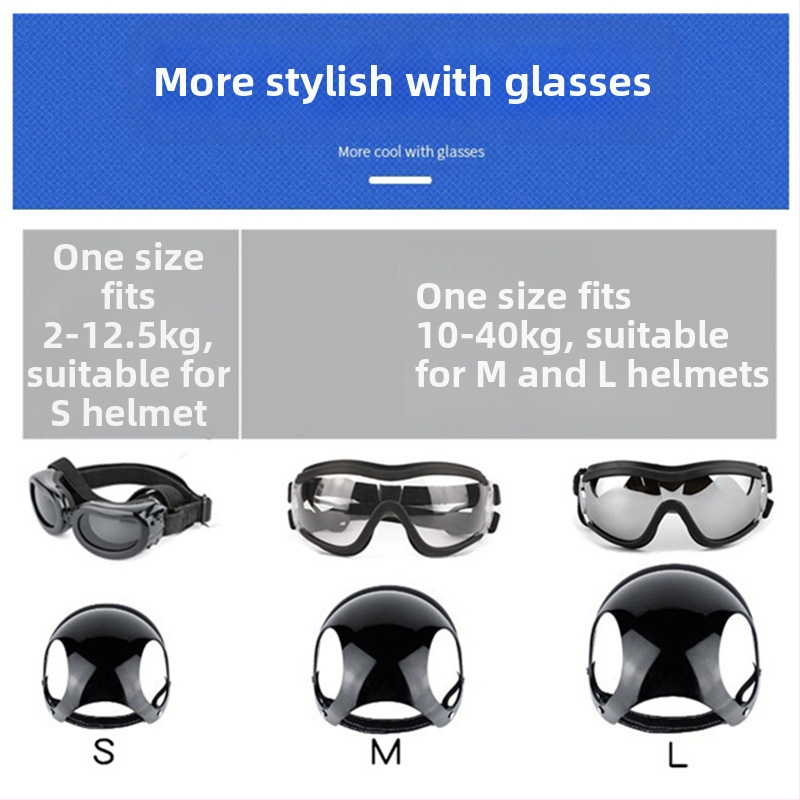 Нова каска за домашни любимци, пропускащи уши, куче, котка, кола, ветроустойчиви очила, мотоциклет, мотоциклет, голяма каска за кучета