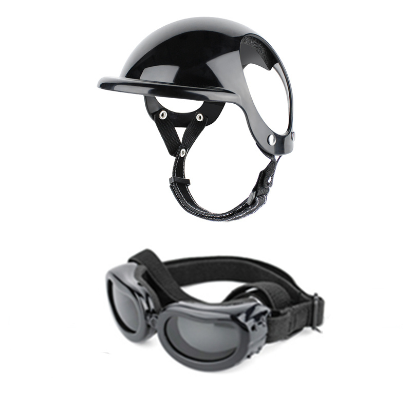 Нова каска за домашни любимци, пропускащи уши, куче, котка, кола, ветроустойчиви очила, мотоциклет, мотоциклет, голяма каска за кучета