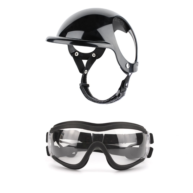 Нова каска за домашни любимци, пропускащи уши, куче, котка, кола, ветроустойчиви очила, мотоциклет, мотоциклет, голяма каска за кучета