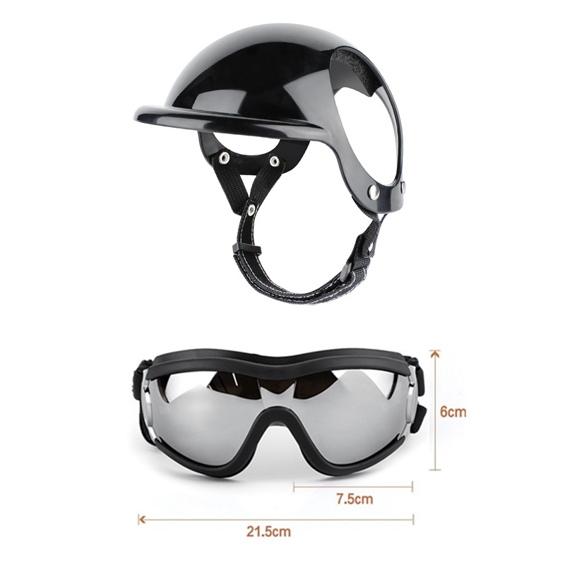 Нова каска за домашни любимци, пропускащи уши, куче, котка, кола, ветроустойчиви очила, мотоциклет, мотоциклет, голяма каска за кучета