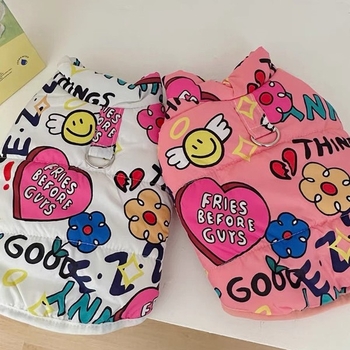 Odjeća za kućne ljubimce za pse, jesenska i zimska odjeća, plišani medvjedić i mačka, podstavljeni topli pamučni kaput, zimski šareni pamučni prsluk