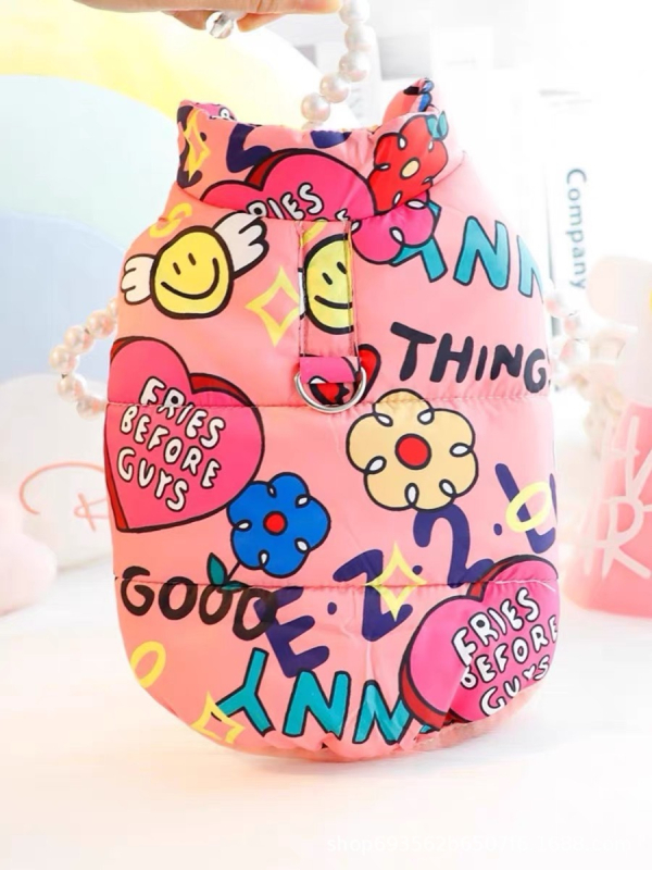 Odjeća za kućne ljubimce za pse, jesenska i zimska odjeća, plišani medvjedić i mačka, podstavljeni topli pamučni kaput, zimski šareni pamučni prsluk