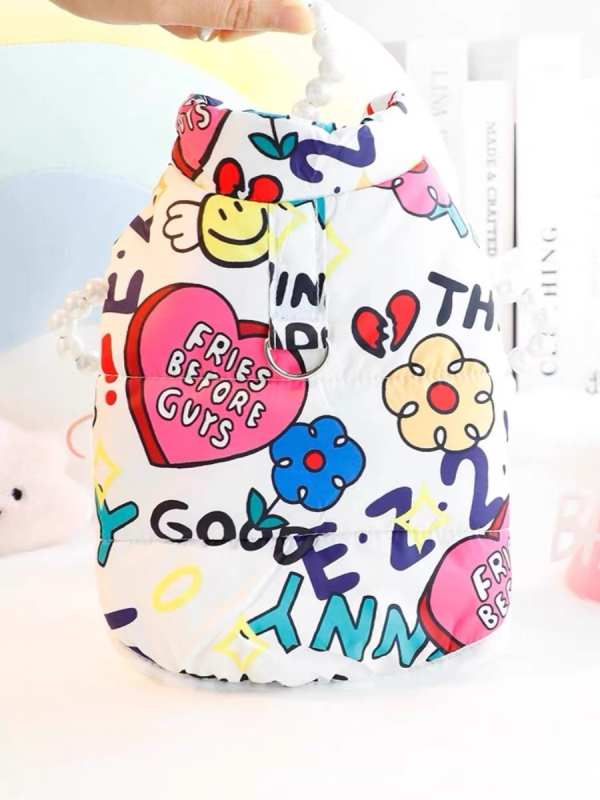 Odjeća za kućne ljubimce za pse, jesenska i zimska odjeća, plišani medvjedić i mačka, podstavljeni topli pamučni kaput, zimski šareni pamučni prsluk