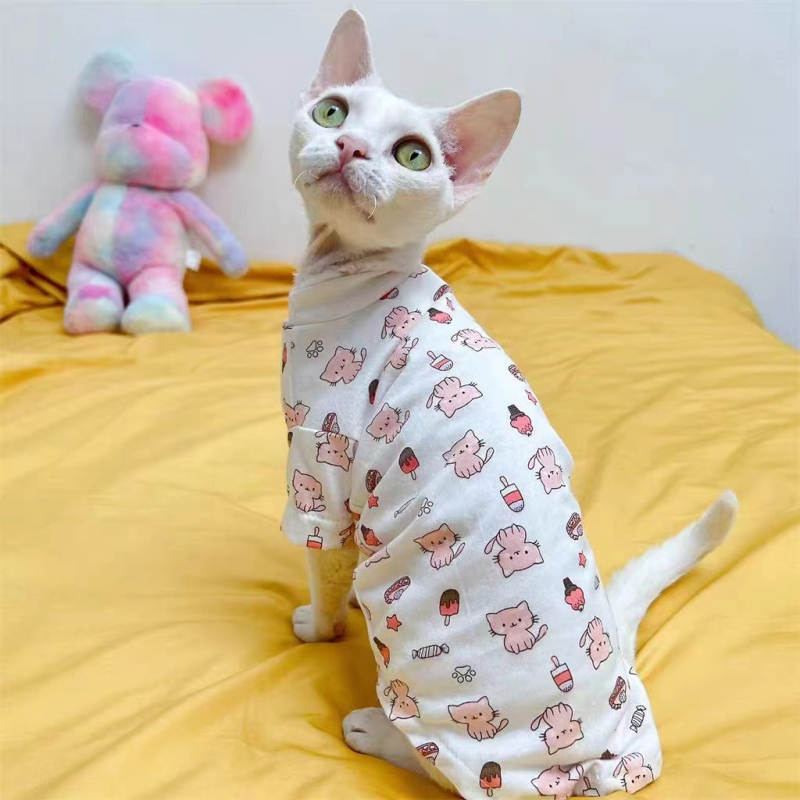 Пролетни нови котешки дрешки, немски четириноги, противоплъзгащи, плътно прилепнали летни дрехи с климатик, напълно опакована защита за коремче за домашни любимци и котенца