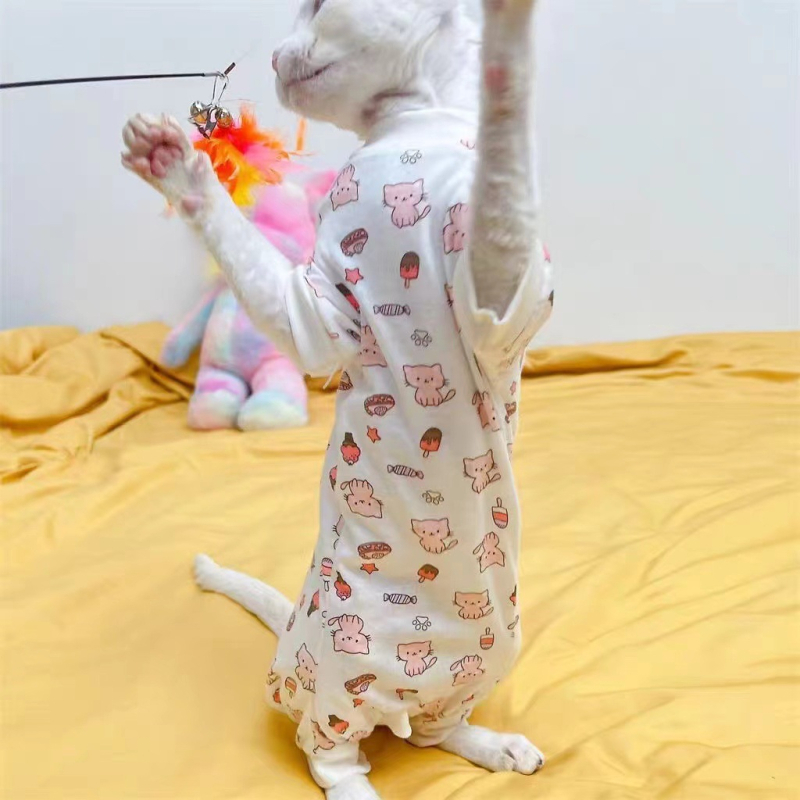Пролетни нови котешки дрешки, немски четириноги, противоплъзгащи, плътно прилепнали летни дрехи с климатик, напълно опакована защита за коремче за домашни любимци и котенца