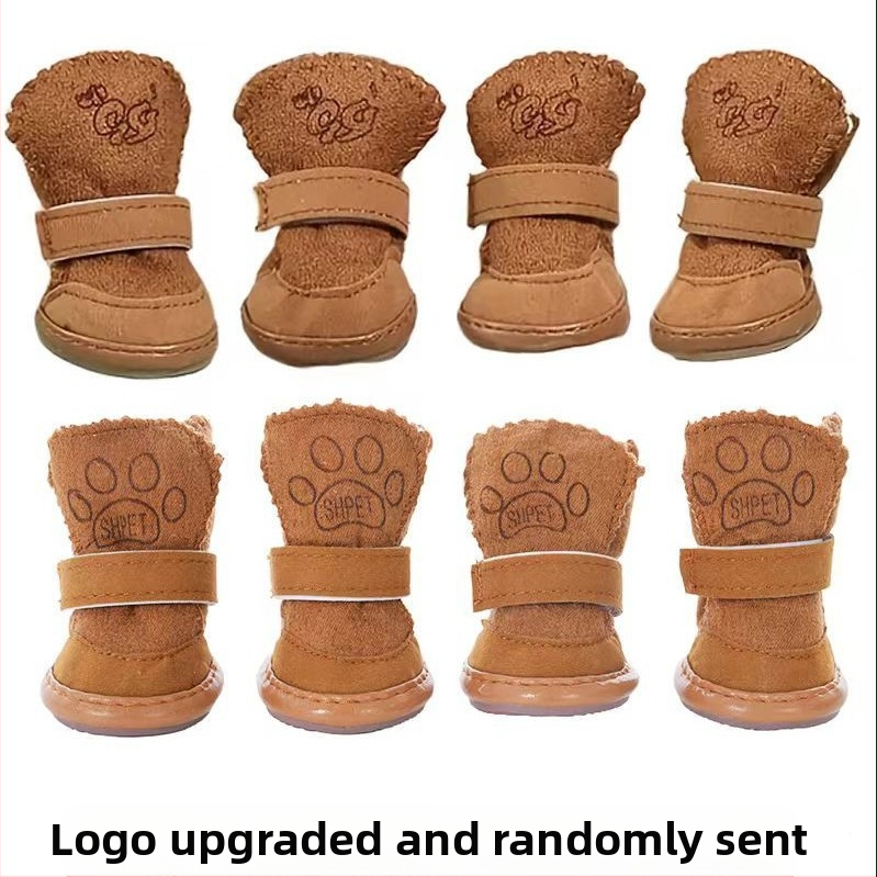 Обувки за домашни любимци, снежни ботуши, обувки за котки, обувки за кучета, есенни и зимни, плюшени чихуахуа, агнешка вълна, памучни обувки за кучета