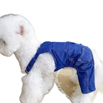 Ρούχα για κατοικίδια Ρούχα για σκύλους Παντελόνι τζιν με λουράκι Πλυμένο, ανθεκτικό στη φθορά, ύφασμα από πραγματικό τζιν, αρκουδάκια Schnery