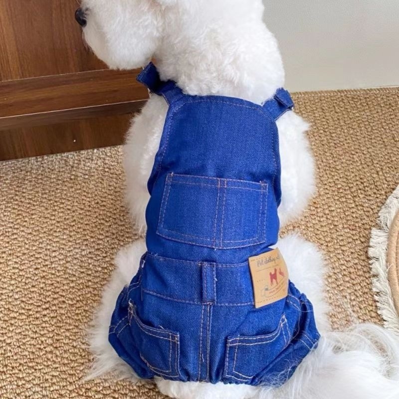 Дрехи за домашни любимци, кучешки дрехи, презрамки, дънкови панталони, изпрани, устойчиви на износване, истински деним, плюшени мечета Шнери