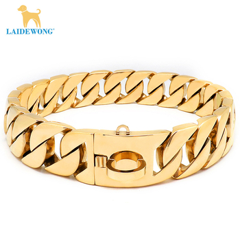 σε απόθεμα 32 χιλιοστά πλάτος χρυσή αλυσίδα σκύλου από ανοξείδωτο ατσάλι κολάρο σκύλου από τιτάνιο, μεγάλο κολάρο σκύλου από τιτάνιο, διασυνοριακή πώληση