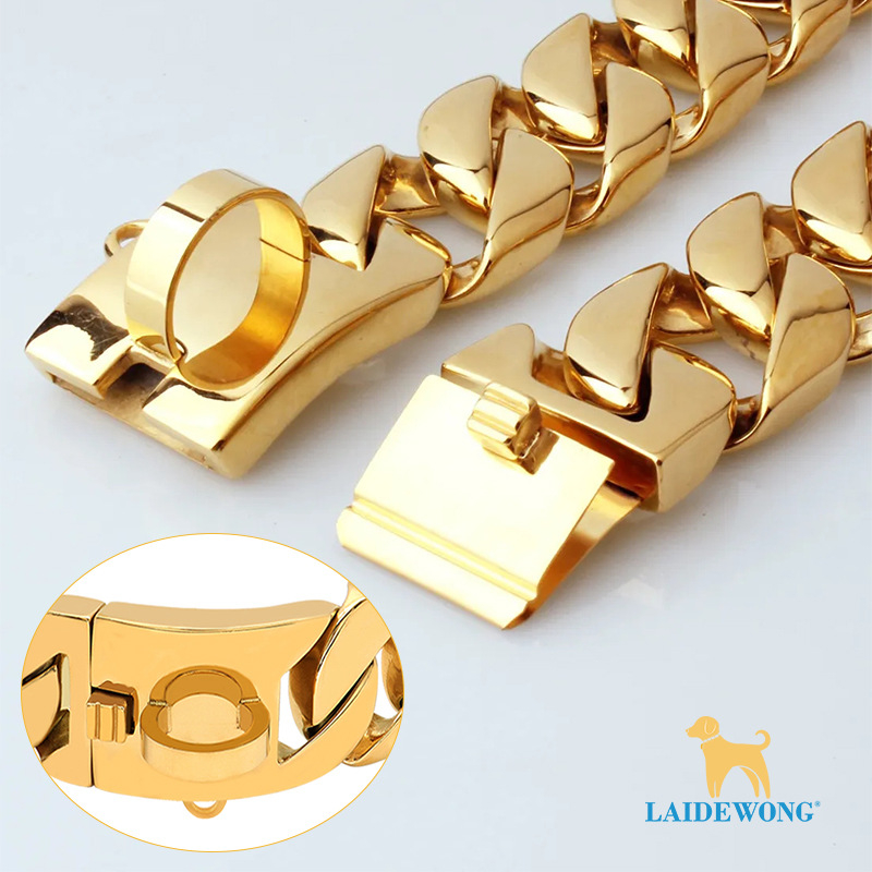 na zalihi 32 mm široki zlatni lanac za pse od nehrđajućeg čelika ogrlica za borbu s bikovima za velike pse od titana i čelika prekogranična vruća rasprodaja