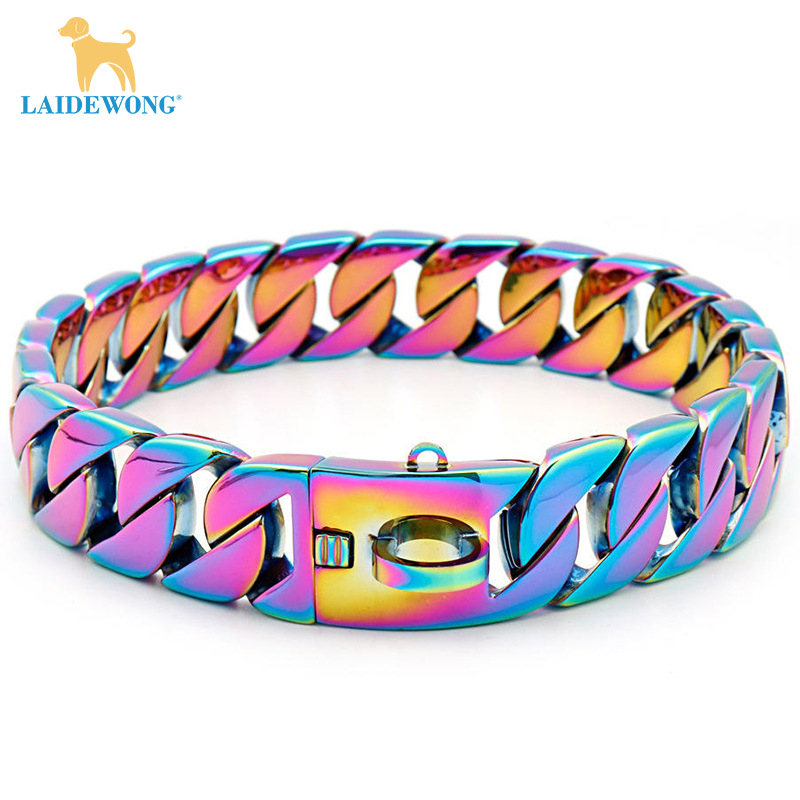 na zalihi 32 mm široki zlatni lanac za pse od nehrđajućeg čelika ogrlica za borbu s bikovima za velike pse od titana i čelika prekogranična vruća rasprodaja