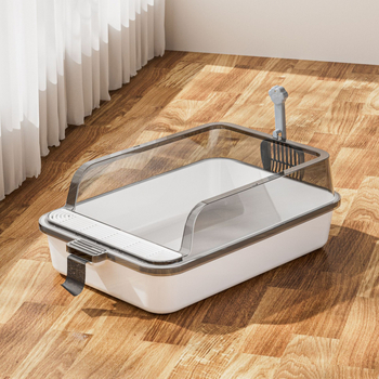 Αποσπώμενη ανοιχτή τουαλέτα γάτας με αντιπυρίγματα, ανθεκτική στις οσμές, ημικλειστή λεκάνη άμμου γάτας, εξαιρετικά μεγάλη λεκάνη άμμου γάτας, είδη για κατοικίδια