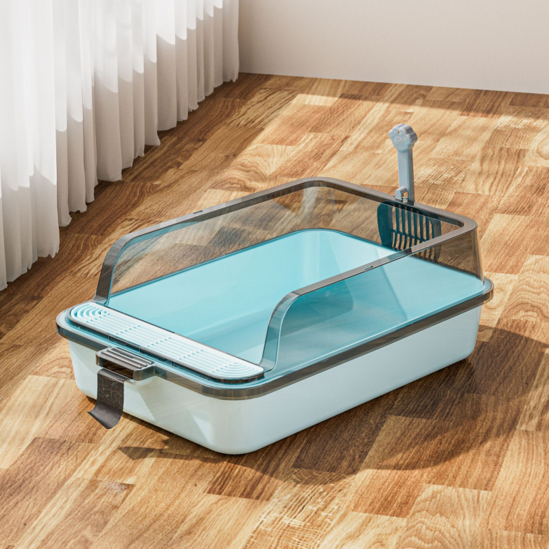 Levehető, nyitott, fröccsenésgátló macskavécé, szagmentes, félig zárt macskaalomtál, extra nagy macskaalomtál, kisállat-kellékek