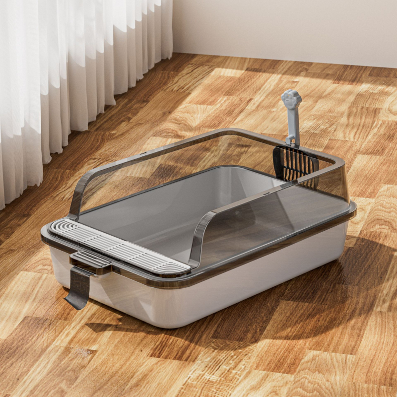 Levehető, nyitott, fröccsenésgátló macskavécé, szagmentes, félig zárt macskaalomtál, extra nagy macskaalomtál, kisállat-kellékek